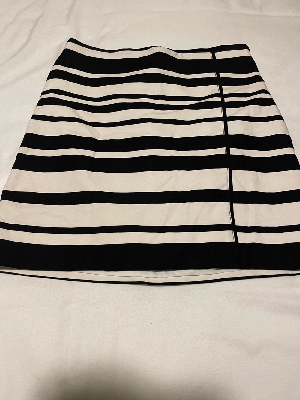 White House Black Market Black and White Striped A-Line Skirt